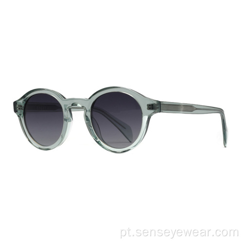 Vintage uv400 eco rodada acetato polarizou óculos de sol